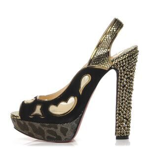 Christian Louboutin Miralep 140 Crystal Strass Peep Toe Platform Heels Pumps